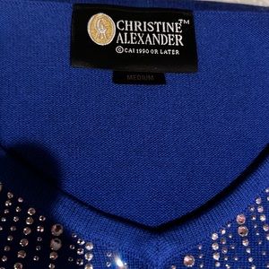 Long Sleeve Sweater by Christine Alexander. Royal Blue with Sparkling Sequins